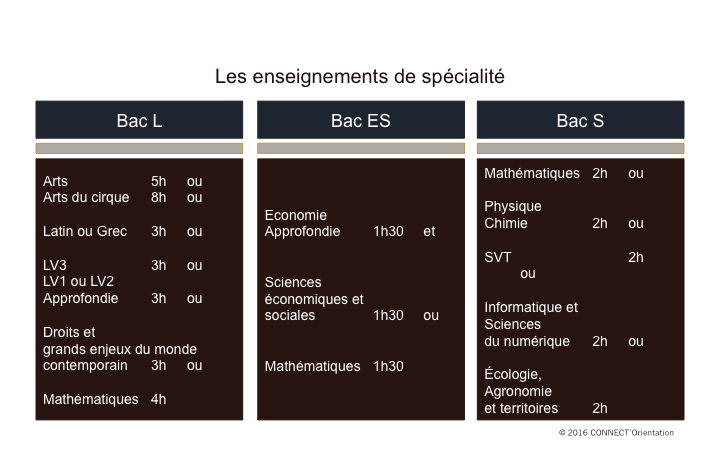 Les enseignements de spécialité