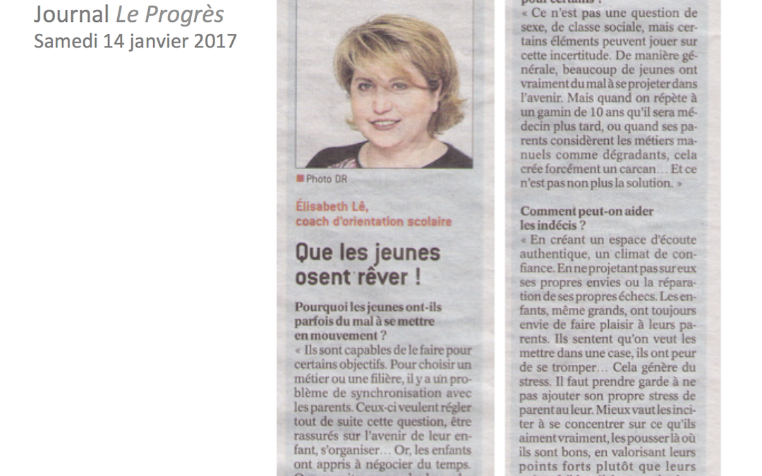 Elisabeth LÊ interrogée par le Progrès de Lyon